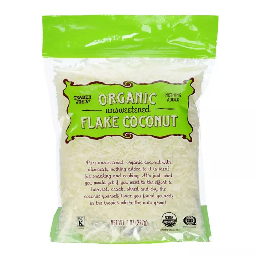 trader-joe-s-organic-pure-unsweetened-coconut-flakes-8oz-1-pack Trader Joe'S Organic Pure Unsweetened Coconut Flakes 8Oz (1 Pack)