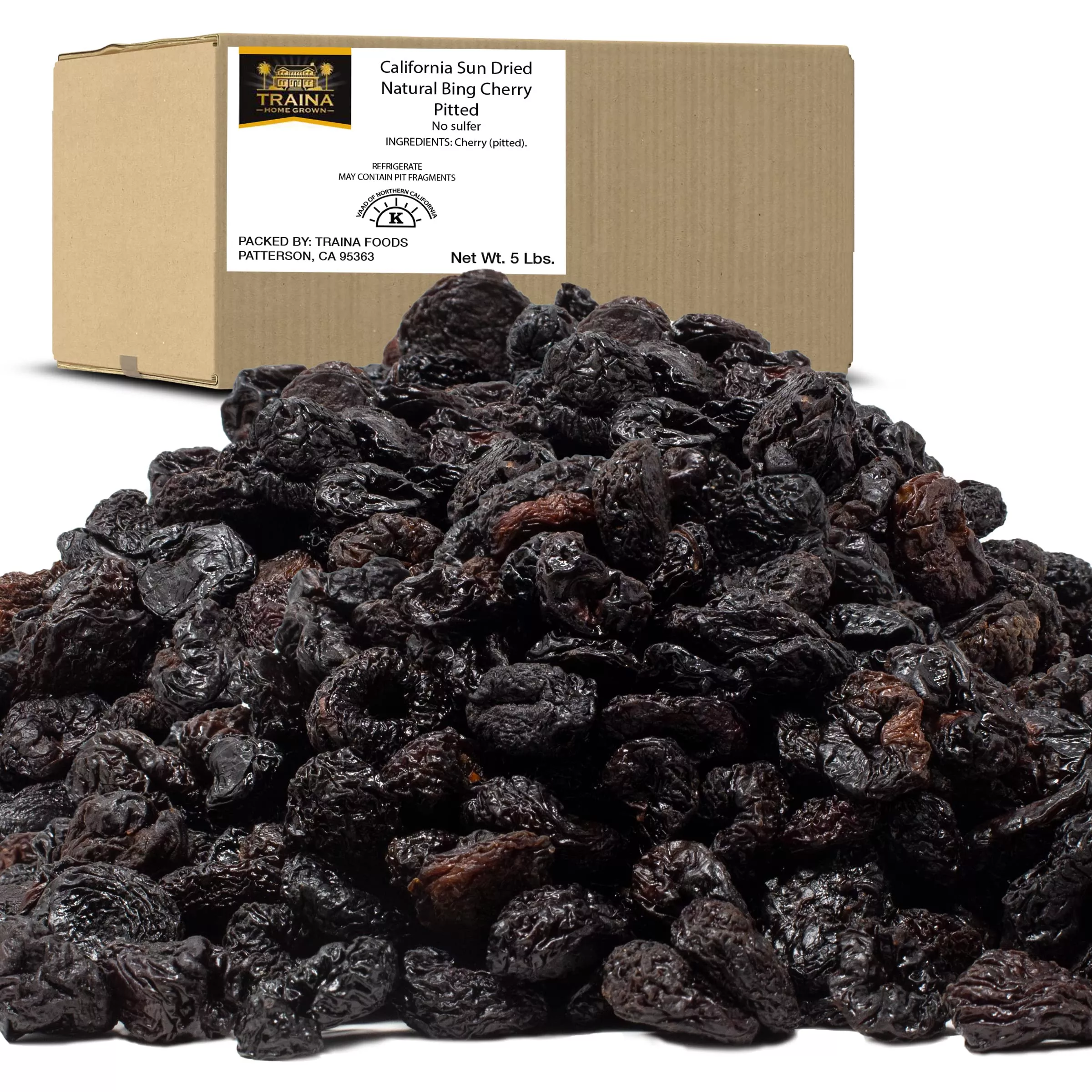 traina-home-grown-california-sun-dried-natural-pitted-cherries-healthy-natural-n Traina Home Grown California Sun Dried Natural Pitted Cherries - Healthy, Natural, No Added Sugar, Non Gmo, Gluten Free, Kosher Certified, Vegan, Dark Red, Value Size (5 Lbs)