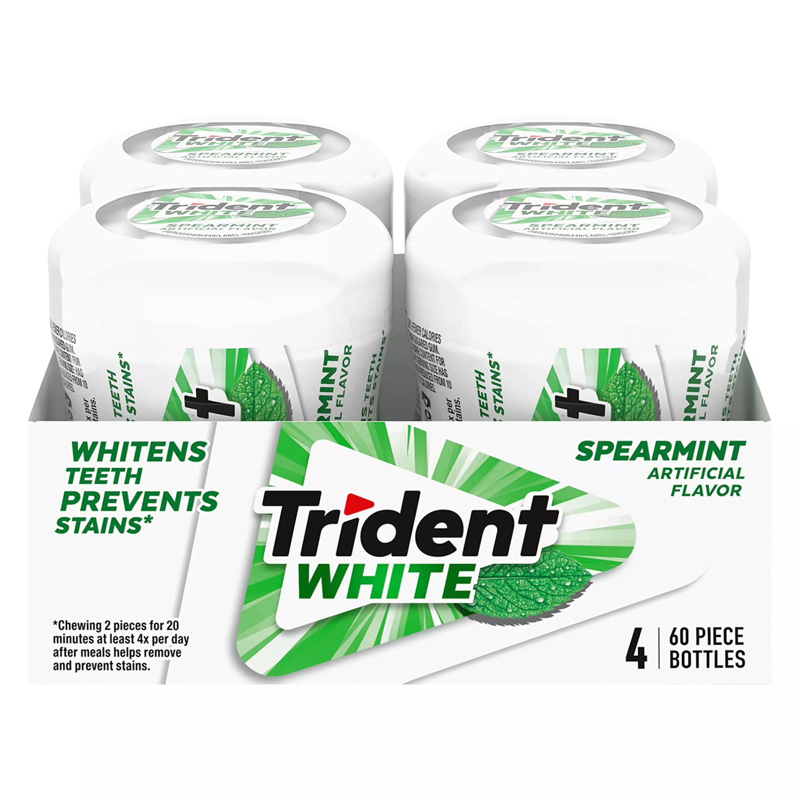 trident-white-spearmint-sugar-free-gum-4-bottles-60-pieces-240-total-pieces Trident White Spearmint Sugar Free Gum, 4 Bottles Of 60 Pieces (240 Total Pieces)