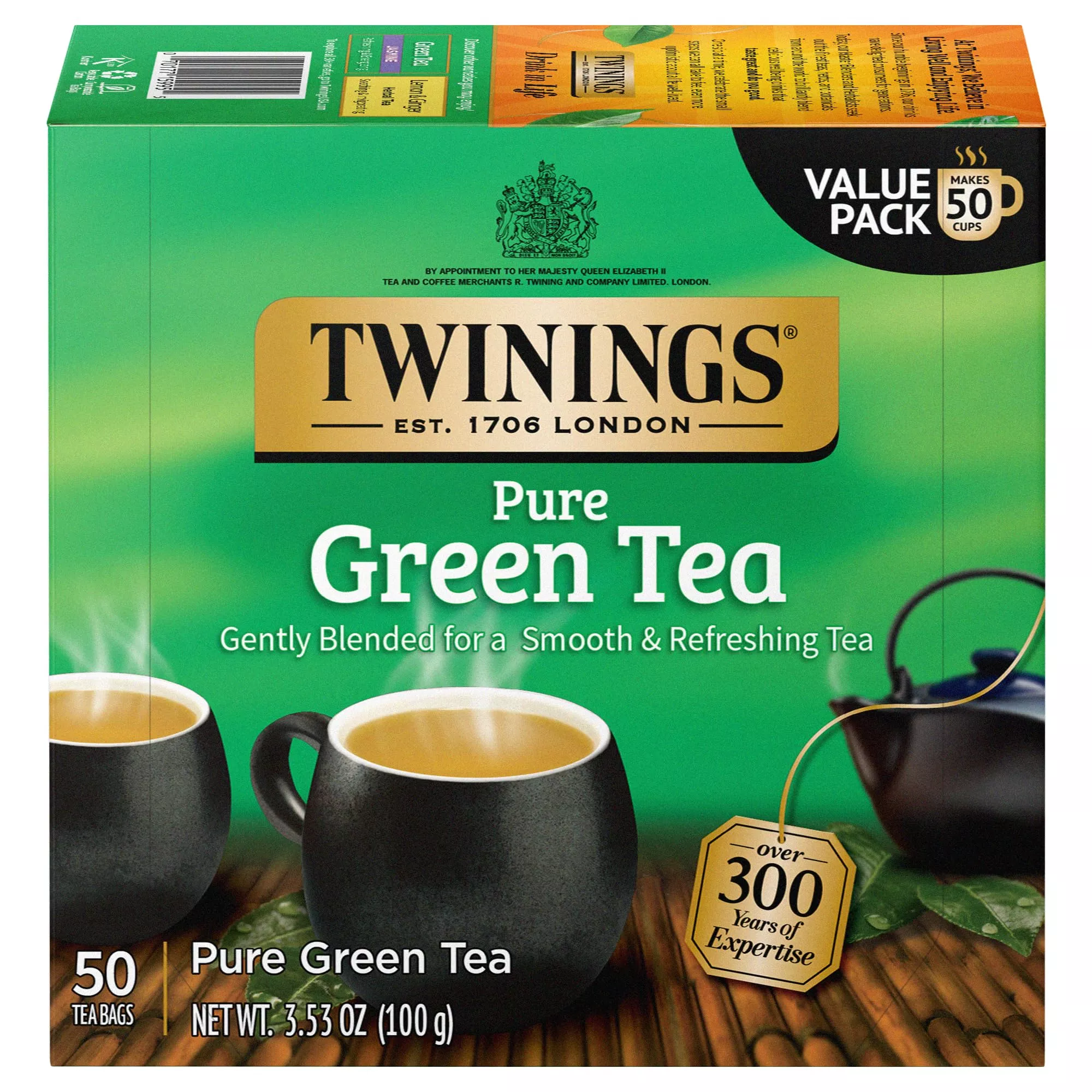 twinings-pure-green-tea-individually-wrapped-bags-50-count-pack-6-caffeinated-sm Twinings Pure Green Tea, Individually Wrapped Bags, 50 Count (Pack Of 6), Caffeinated, Smooth Flavour, Enticing Aroma, Enjoy Hot Or Iced