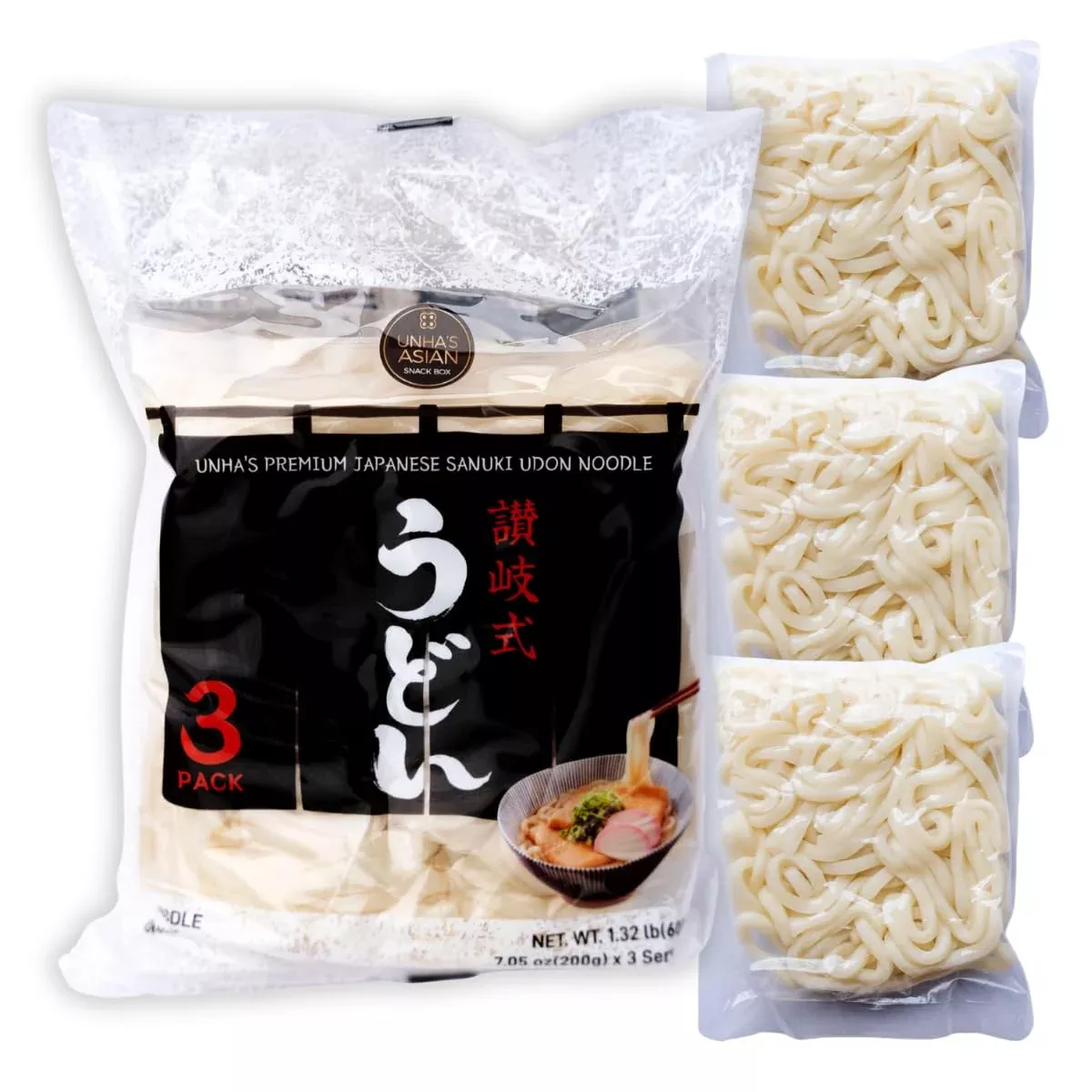 unha-s-japanese-sanuki-fresh-udon-noodles-jumbo-style-chewy-noodles-with-no-soup Unha'S Japanese Sanuki Fresh Udon Noodles, Jumbo Style Chewy Noodles With No Soup, Quick And Easy, Individual Pack 22 Oz (200G/3