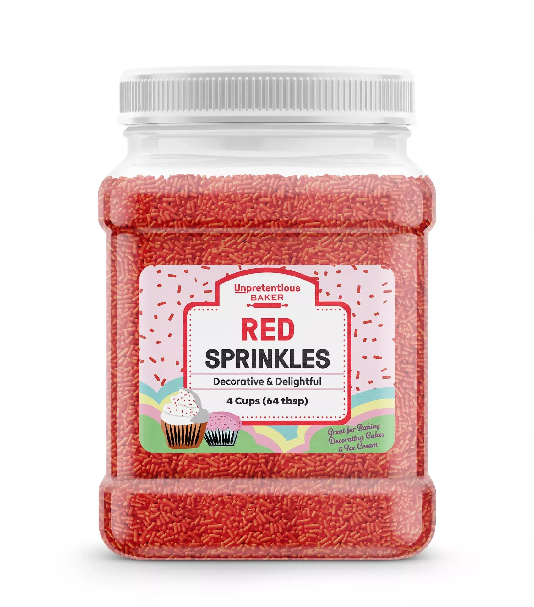 Unpretentious Red Sprinkles (4 Cups) Jimmies, Decorative Dessert Topping, Festive & Fun