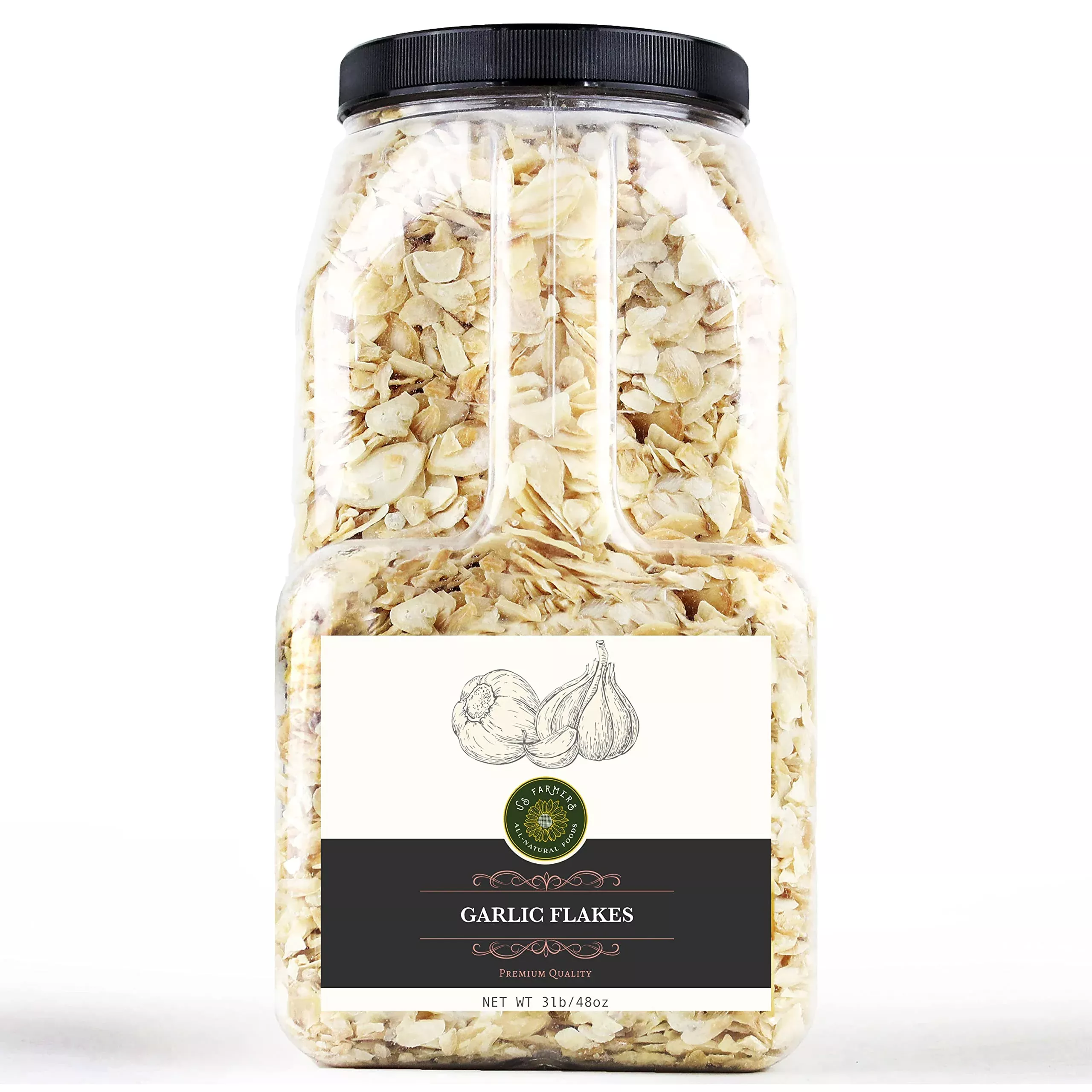 us-farmers-all-natural-dehydrated-garlic-flakes-dry-slice-dried-garlic-in-jar-3l Us-Farmers All Natural Dehydrated Garlic Flakes Dry Slice Dried Garlic In Jar (3Lb)