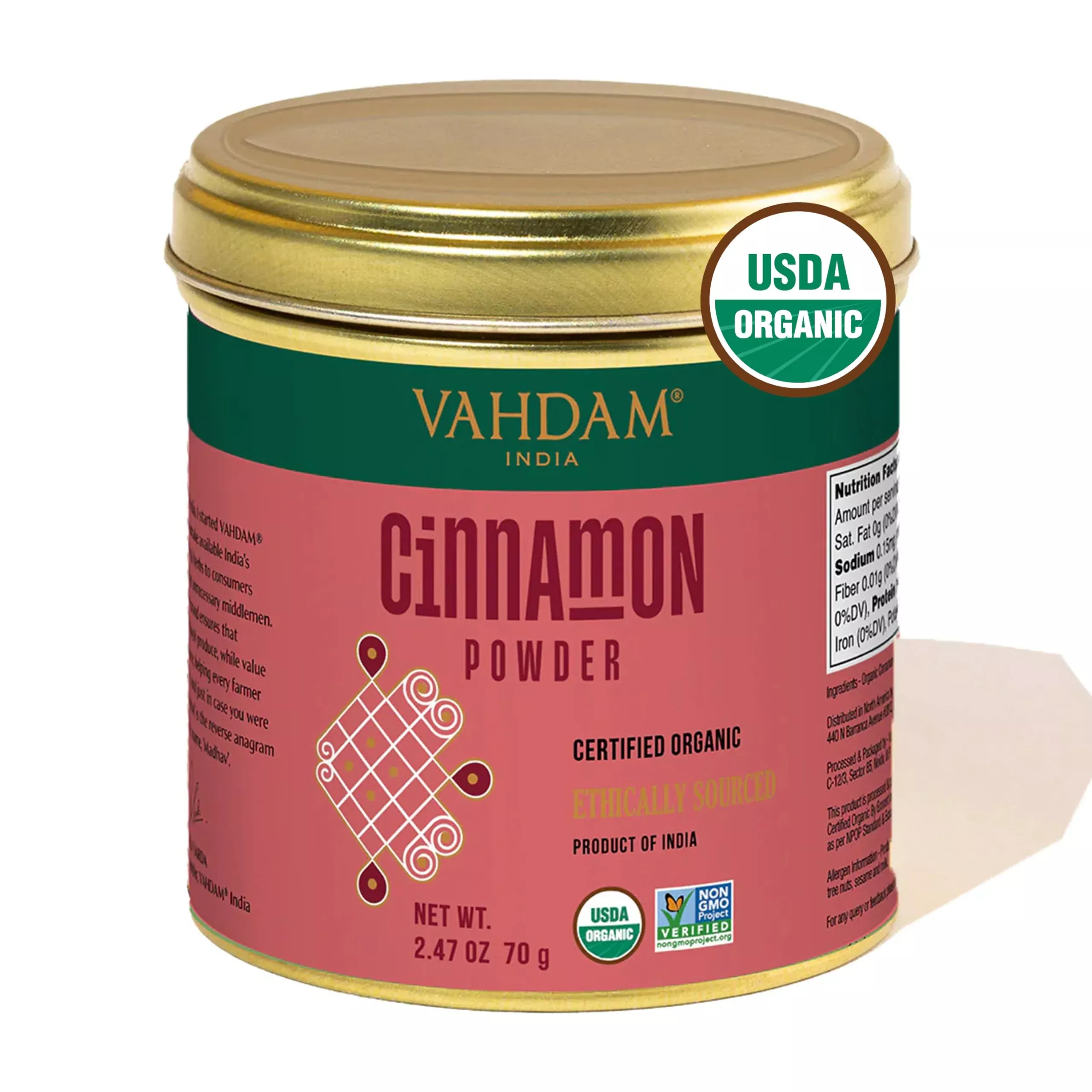 Vahdam, Organic Cinnamon Powder (2.47Oz/70G) 100% Raw, Non Gmo, Gluten Free