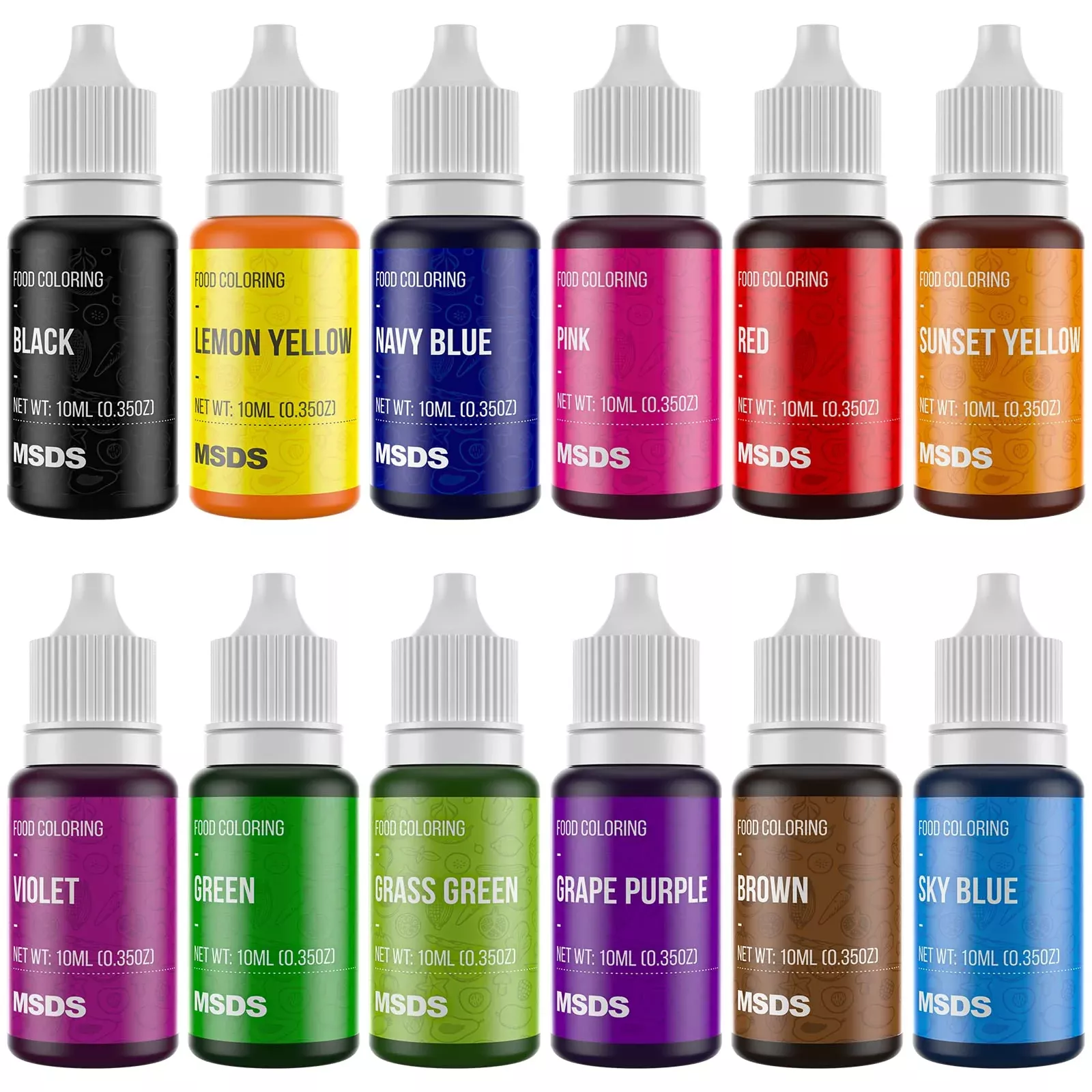 valuetalks-food-coloring-12-color-x10-ml-food-grade-vibrant-liquid-food-color-dy Valuetalks Food Coloring 12 Color X10 Ml Food Grade Vibrant Liquid Food Color Dye Flavorless Vegan-Free Icing Colors For Baking,