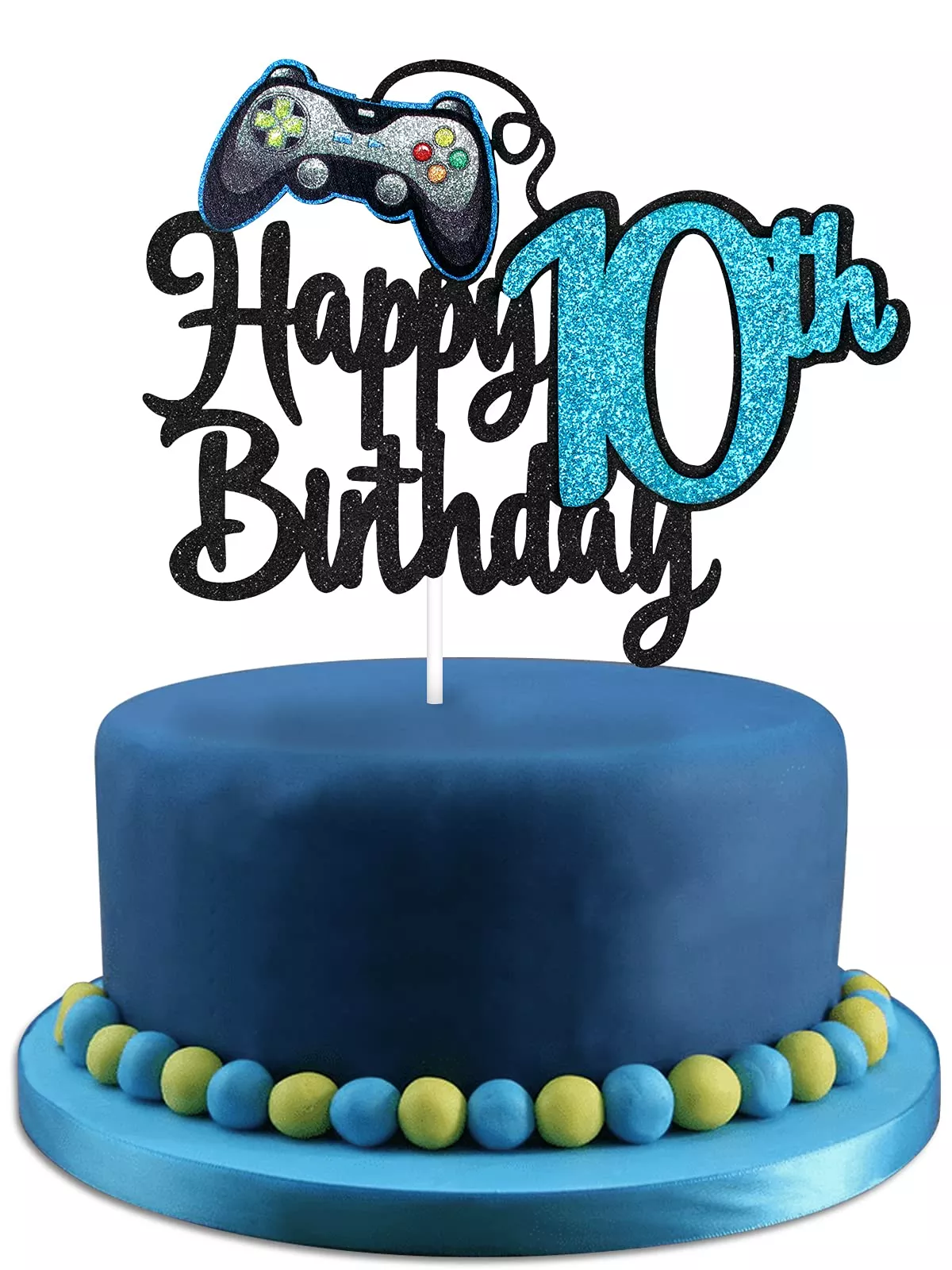 video-game-happy-10th-birthday-cake-topper-video-game-boys-10th-birthday-party-b Video Game Happy 10Th Birthday Cake Topper - Video Game Boys 10Th Birthday Party Blue Cake Supplies - Game On Level Up Winner Pa