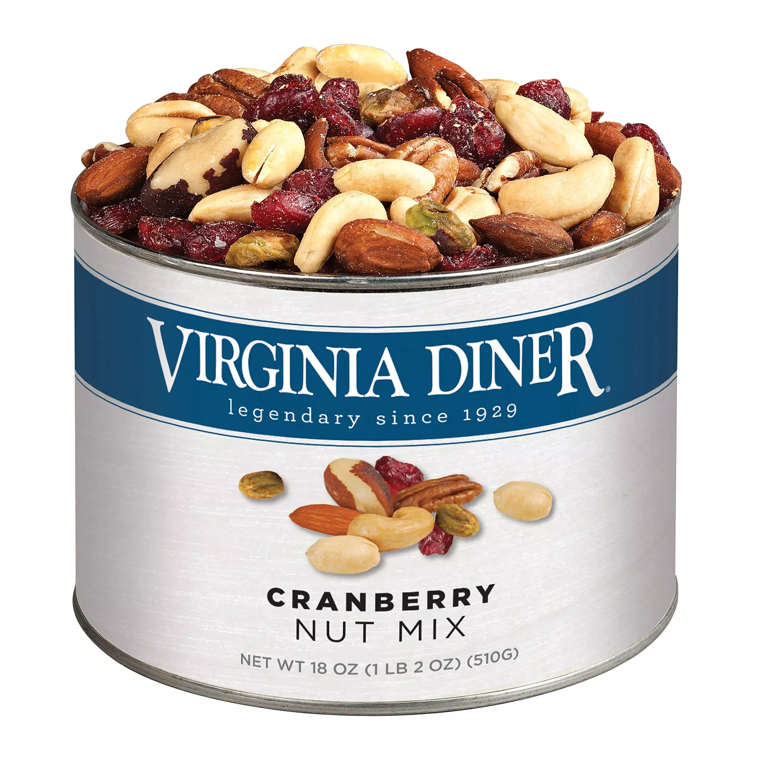virginia-diner-gourmet-natural-cranberry-nut-mix-virginia-peanuts-almonds-cashew Virginia Diner - Gourmet Natural Cranberry Nut Mix (Virginia Peanuts, Almonds, Cashews, Pecans, Pistachios, Brazil Nuts, & Dried Cranberries), 18 Ounce Tin