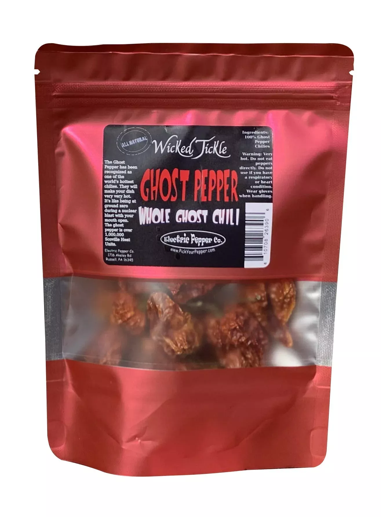 Wicked Tickle 10 Whole Ghost Pepper Dried Intact Seed Pods Plus 2 Free, Super Hot