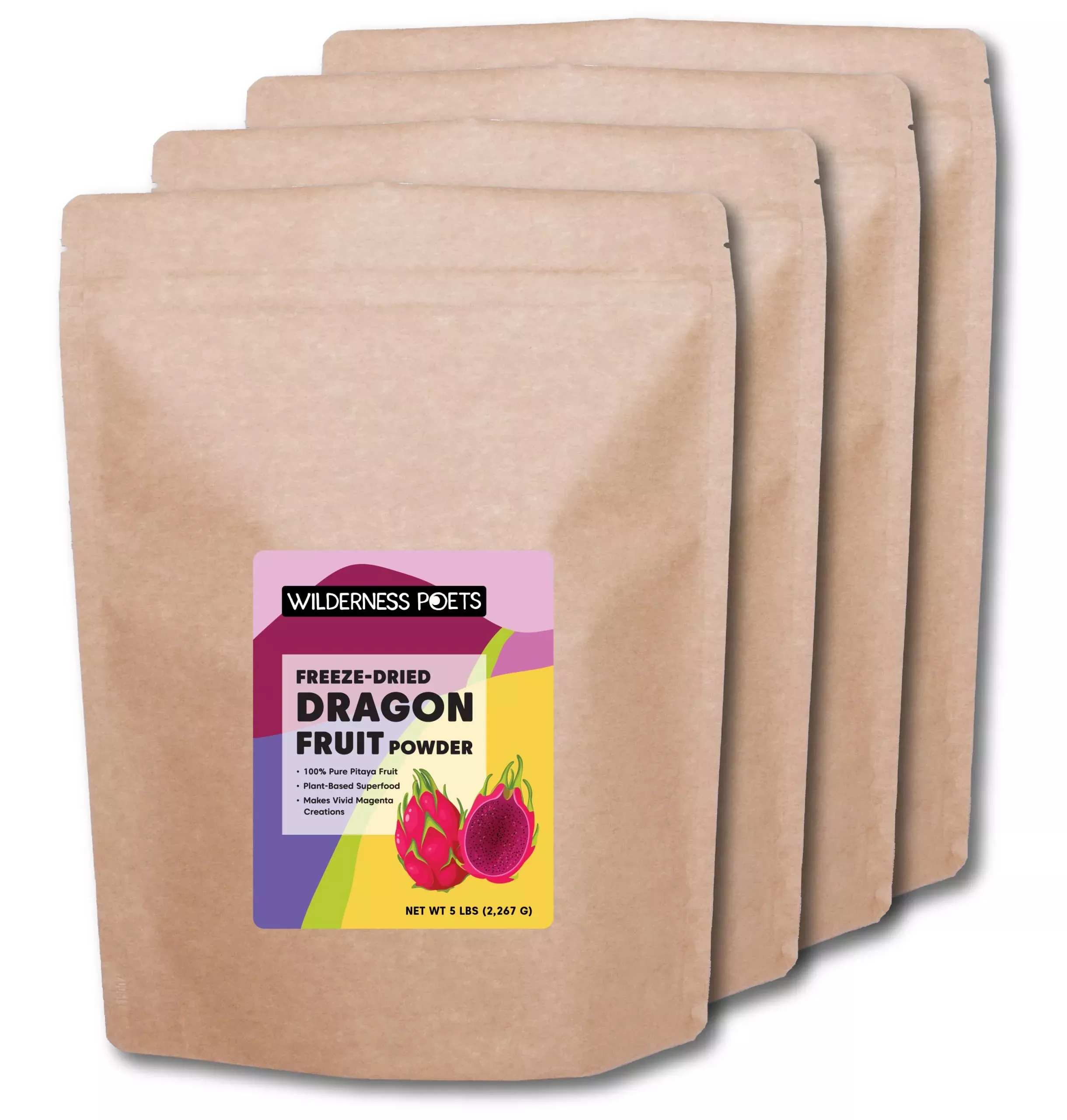 wilderness-poets-freeze-dried-dragon-fruit-powder-pink-pitahaya-pitaya-5-pound-p Wilderness Poets, Freeze Dried Dragon Fruit Powder - Pink Pitahaya, Pitaya - 5 Pound (Pack Of 4) - Antioxidant Superfood