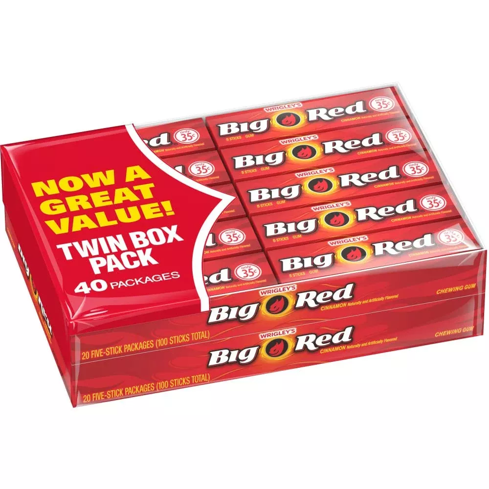 wrigley-s-big-red-cinnamon-chewing-gum-5-stick-pack-40-packs-5-count Wrigley'S Big Red Cinnamon Chewing Gum, 5-Stick Pack (40 Packs) 5 Count