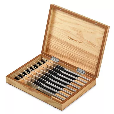 wusthof-mignon-8-piece-serrated-blades-steak-knife-set-with-olivewood-box Wusthof Mignon 8 Piece Serrated Blades Steak Knife Set with Olivewood Box