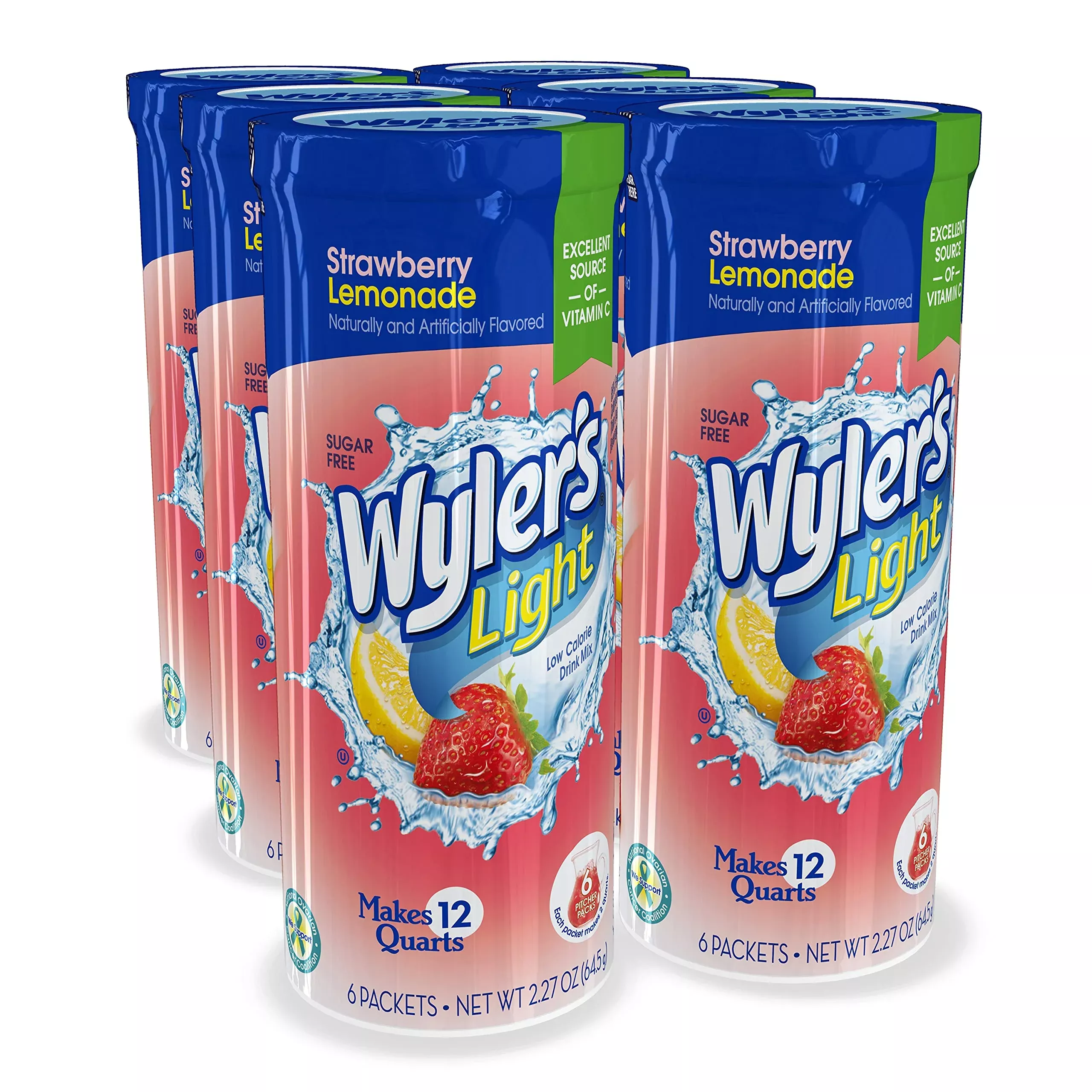 wyler-s-light-pitcher-packs-6-per-canister-strawberry-lemonade-drink-mix-include Wyler'S Light Pitcher Packs (6 Per Canister), Strawberry Lemonade Drink Mix, Includes 6 Canisters (36 Total Pitcher Packs)
