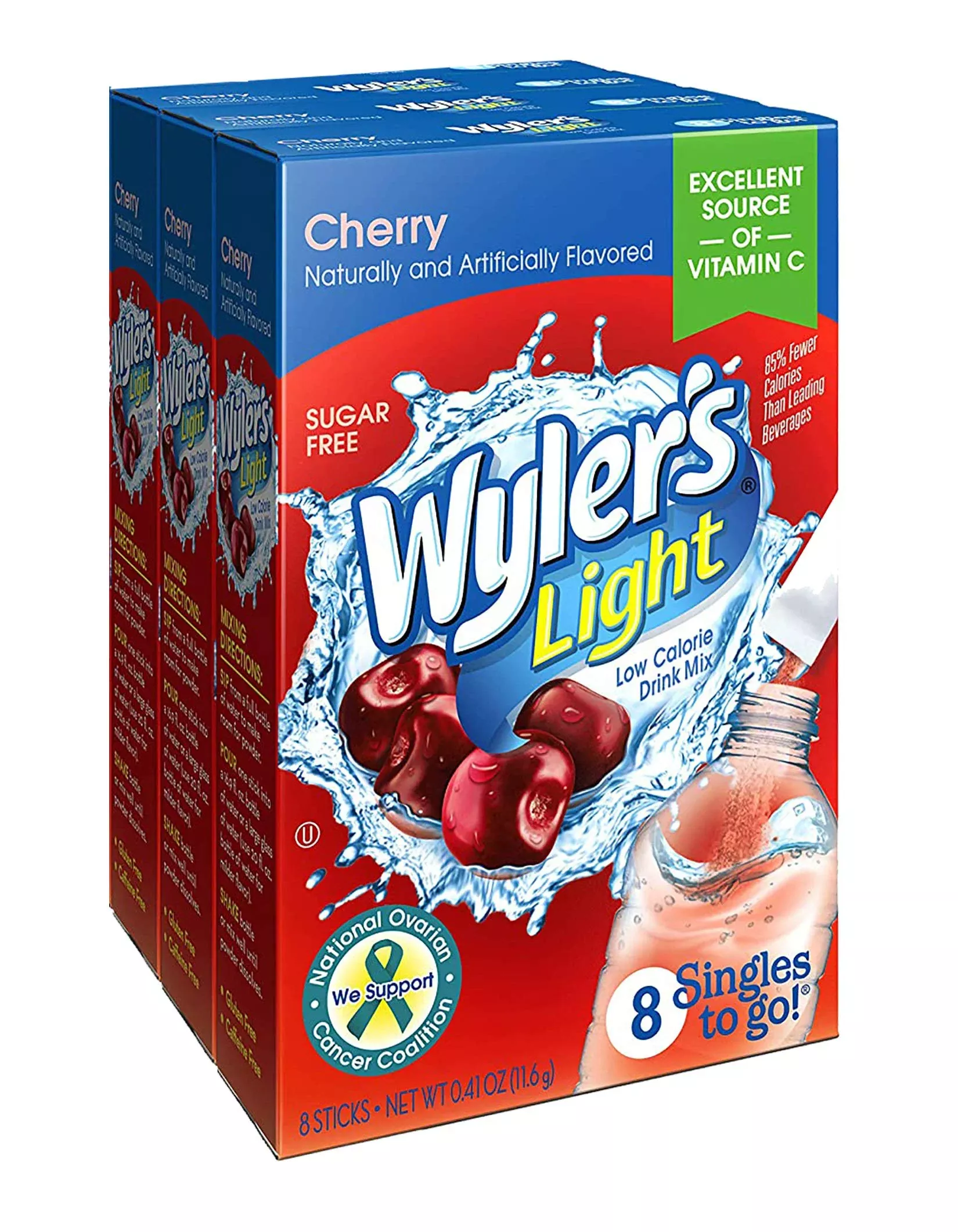 wyler-s-light-singles-to-go-powder-packets-water-drink-mix-cherry-8-packets-per- Wyler'S Light Singles To Go Powder Packets, Water Drink Mix, Cherry, 8 Packets Per Box, 24 Total Packets (Pack Of 3)