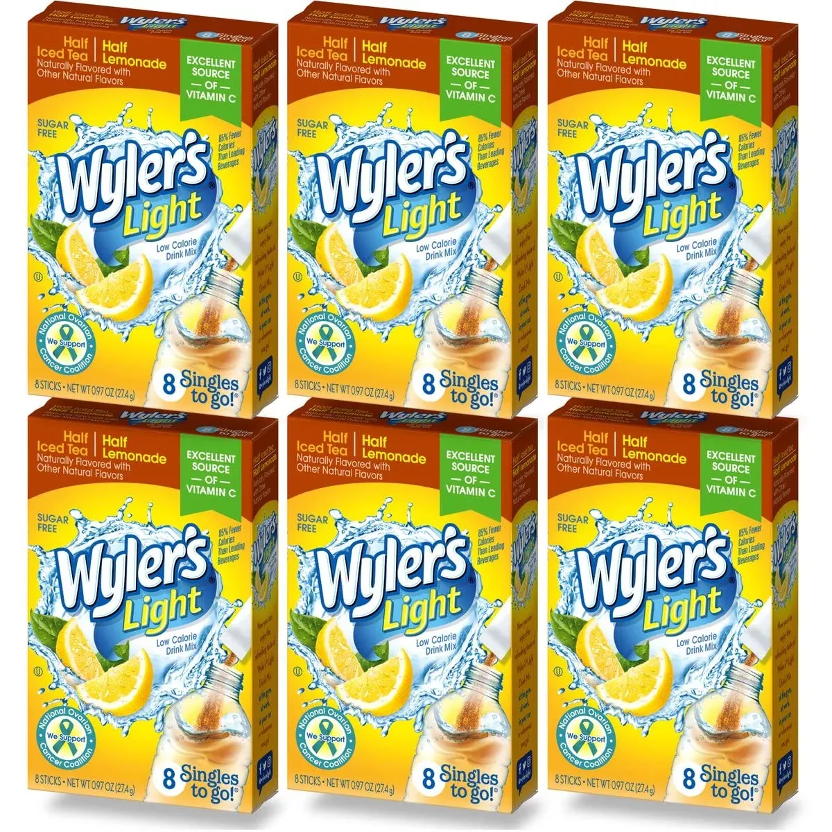 wyler-s-light-singles-to-go-powder-packets-water-drink-mix-half-iced-tea-half-le Wyler'S Light Singles To Go Powder Packets, Water Drink Mix, Half Iced Tea & Half Lemonade, 8 Packets Per Box (Pack Of 6)