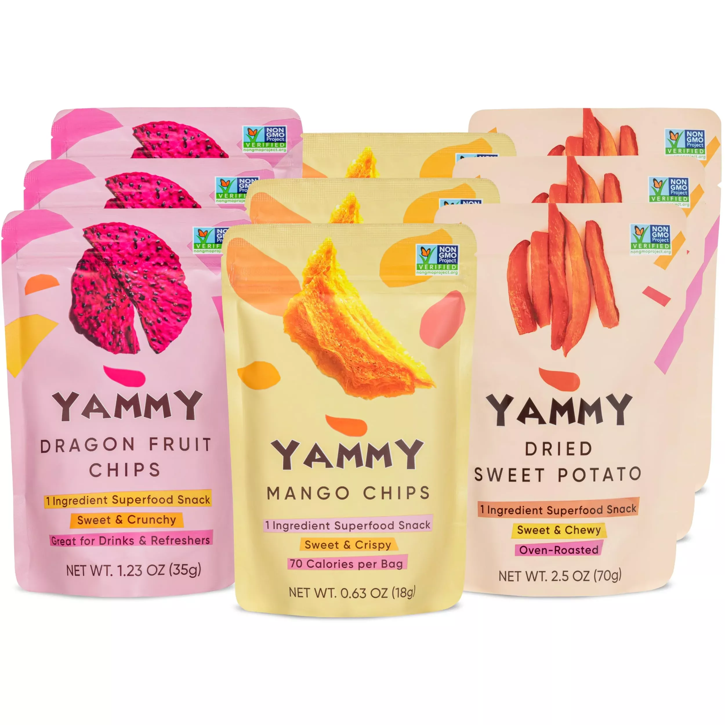 yammy-1-ingredient-superfood-snack-variety-pack-healthy-dried-sweet-potato-stick Yammy 1 Ingredient Superfood Snack (Variety Pack), Healthy Dried Sweet Potato Sticks, Mango Crisps, Dragon Fruit Chips, Exotic L