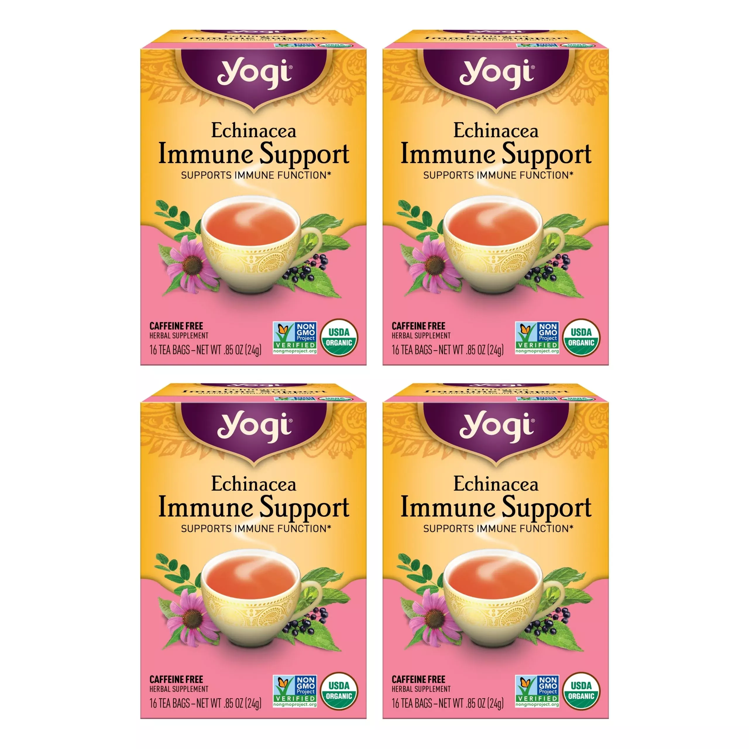 yogi-tea-echinacea-immune-support-tea-16-tea-bags-per-pack-4-packs Yogi Tea Echinacea Immune Support Tea - 16 Tea Bags Per Pack (4 Packs)