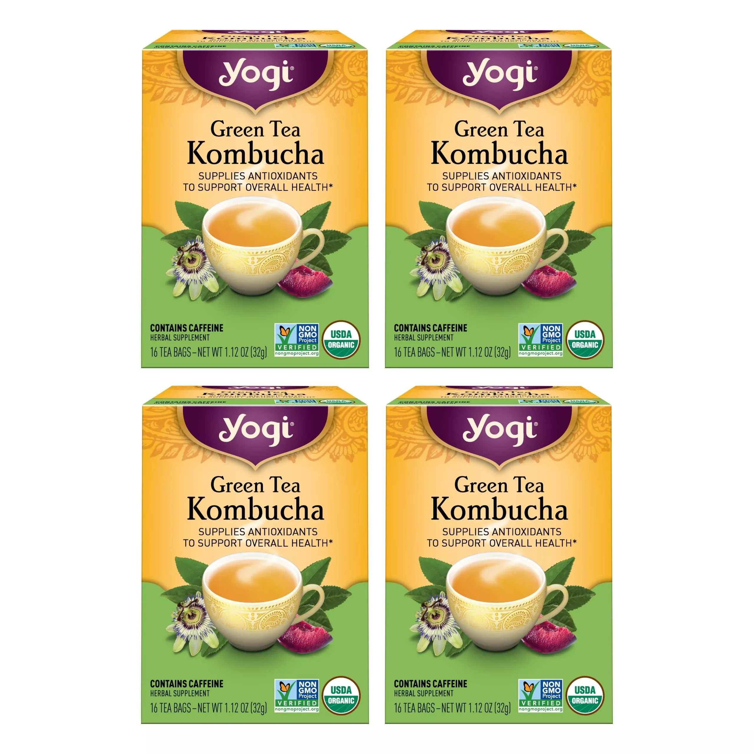 yogi-tea-green-tea-kombucha-tea-16-tea-bags-per-pack-4-packs-org Yogi Tea Green Tea Kombucha Tea - 16 Tea Bags Per Pack (4 Packs) - Org