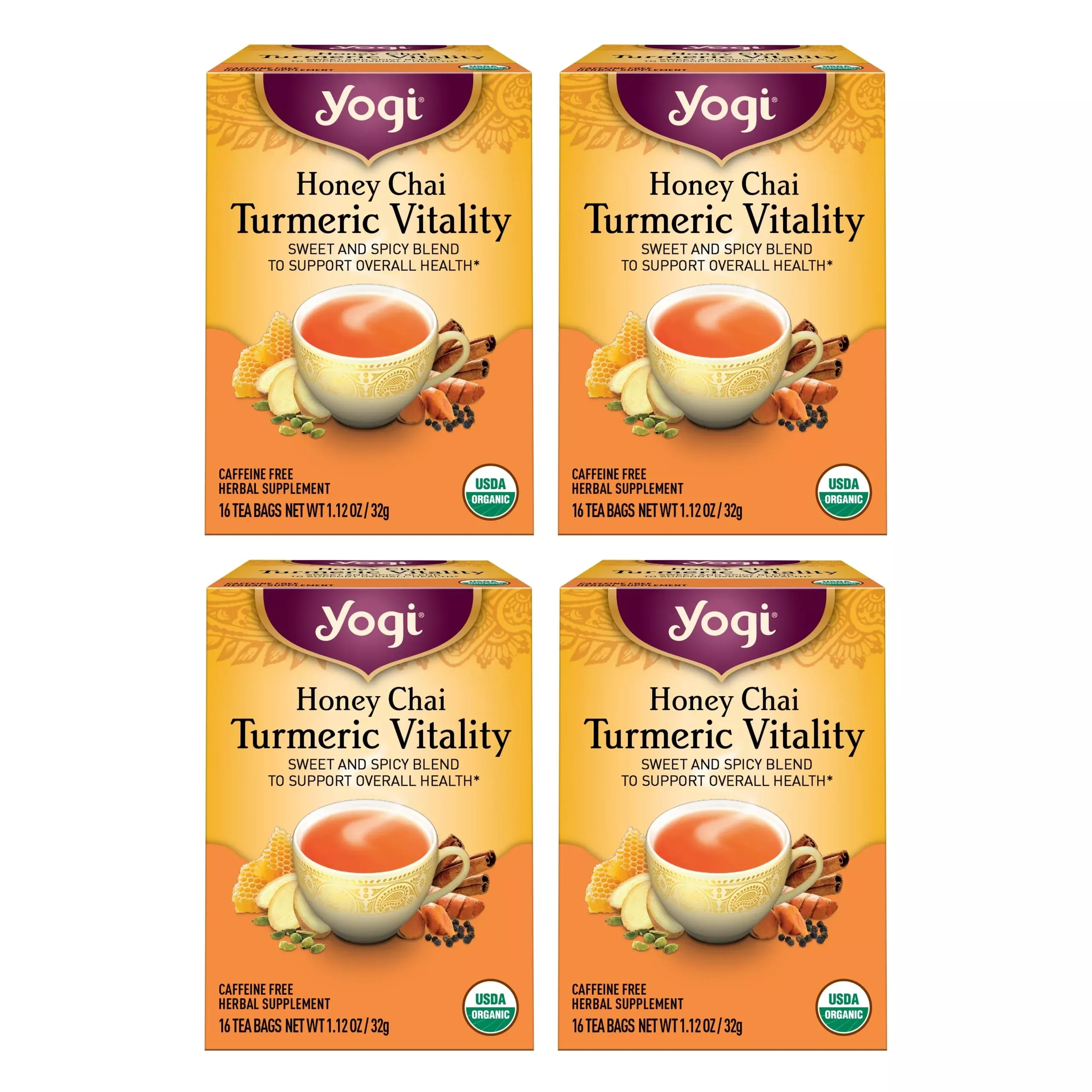 yogi-tea-honey-chai-turmeric-vitality-tea-16-tea-bags-per-pack-4-pa Yogi Tea Honey Chai Turmeric Vitality Tea - 16 Tea Bags Per Pack (4 Pa