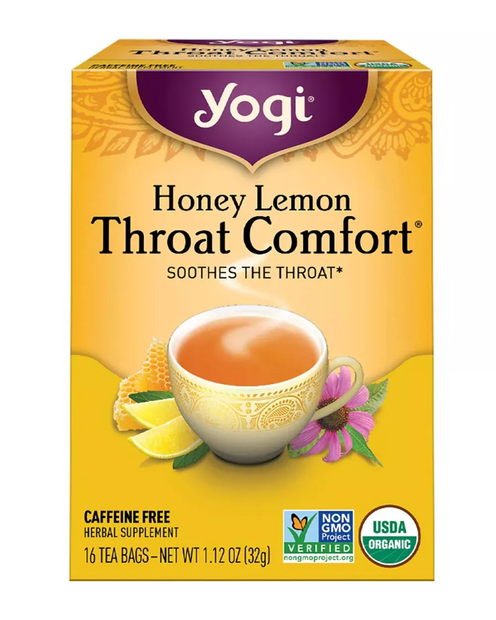yogi-tea-honey-lemon-throat-comfort-16-count Yogi Tea, Honey Lemon Throat Comfort, 16 Count