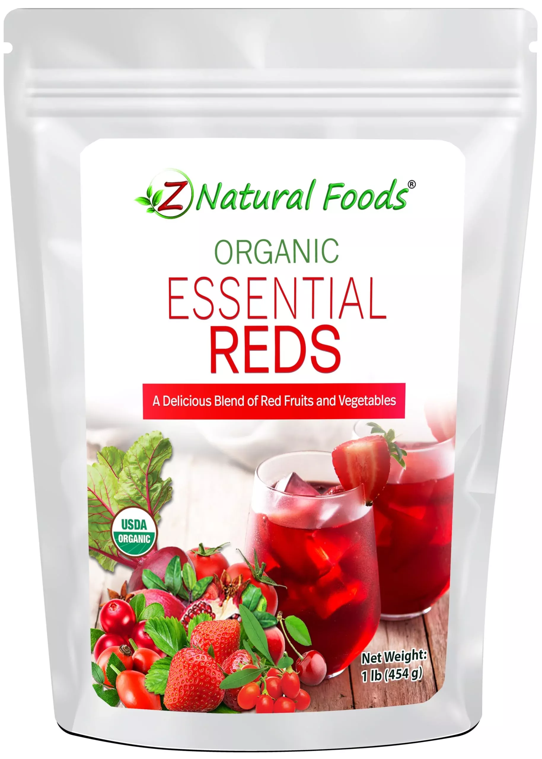 z-natural-foods-organic-essential-reds-organic-juice-powder-super-blend-10-red-f Z Natural Foods Organic Essential Reds, Organic Juice Powder, Super Blend Of 10 Red Fruits And Vegetables, Superfood Smoothie Po