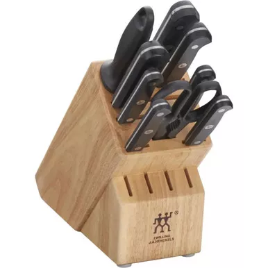 Zwilling High Carbon Stainless Gourmet 10 Piece Knife Set with Rubberwood Block